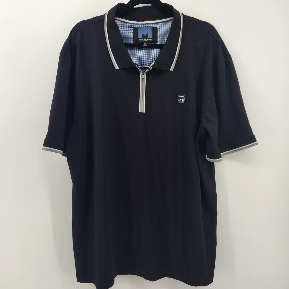 Collection by Michael Strahan XXL Black Polo Shirt Zip Neckline‎ Short Sleeve